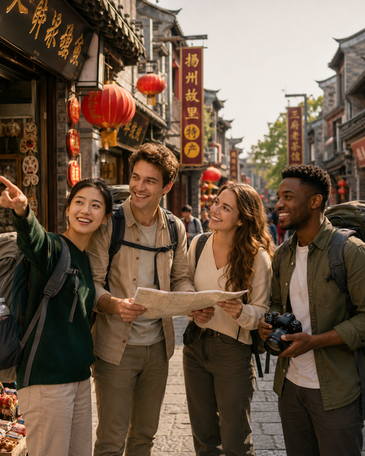 21-Day Travel Chinese Camp foreign backpackers in China street cover
