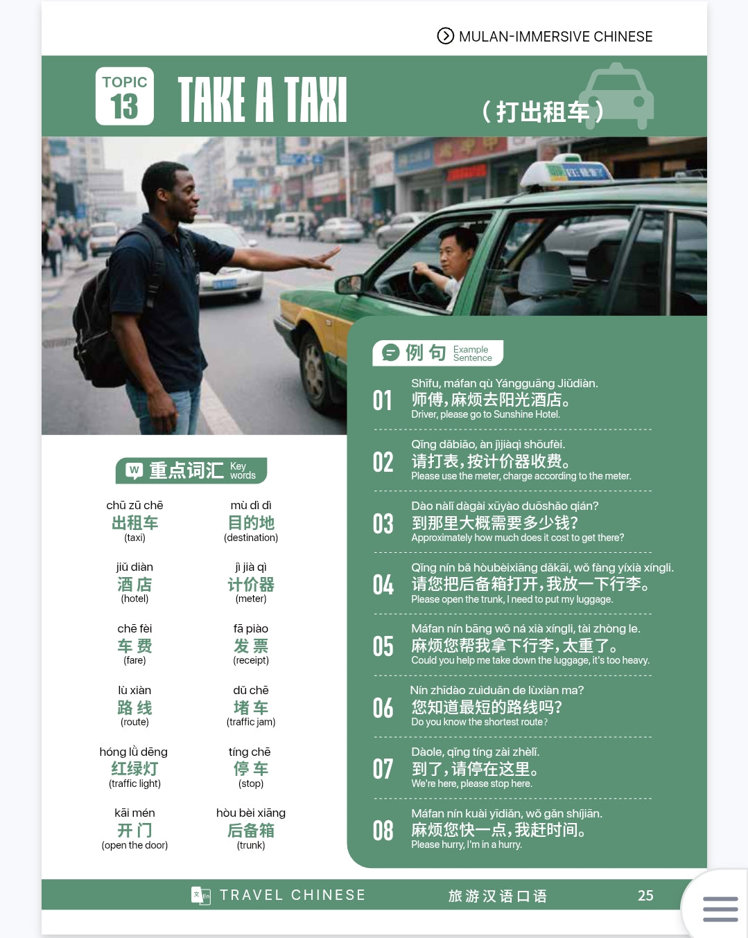 Travel Chinese 100 Topics sample inside page