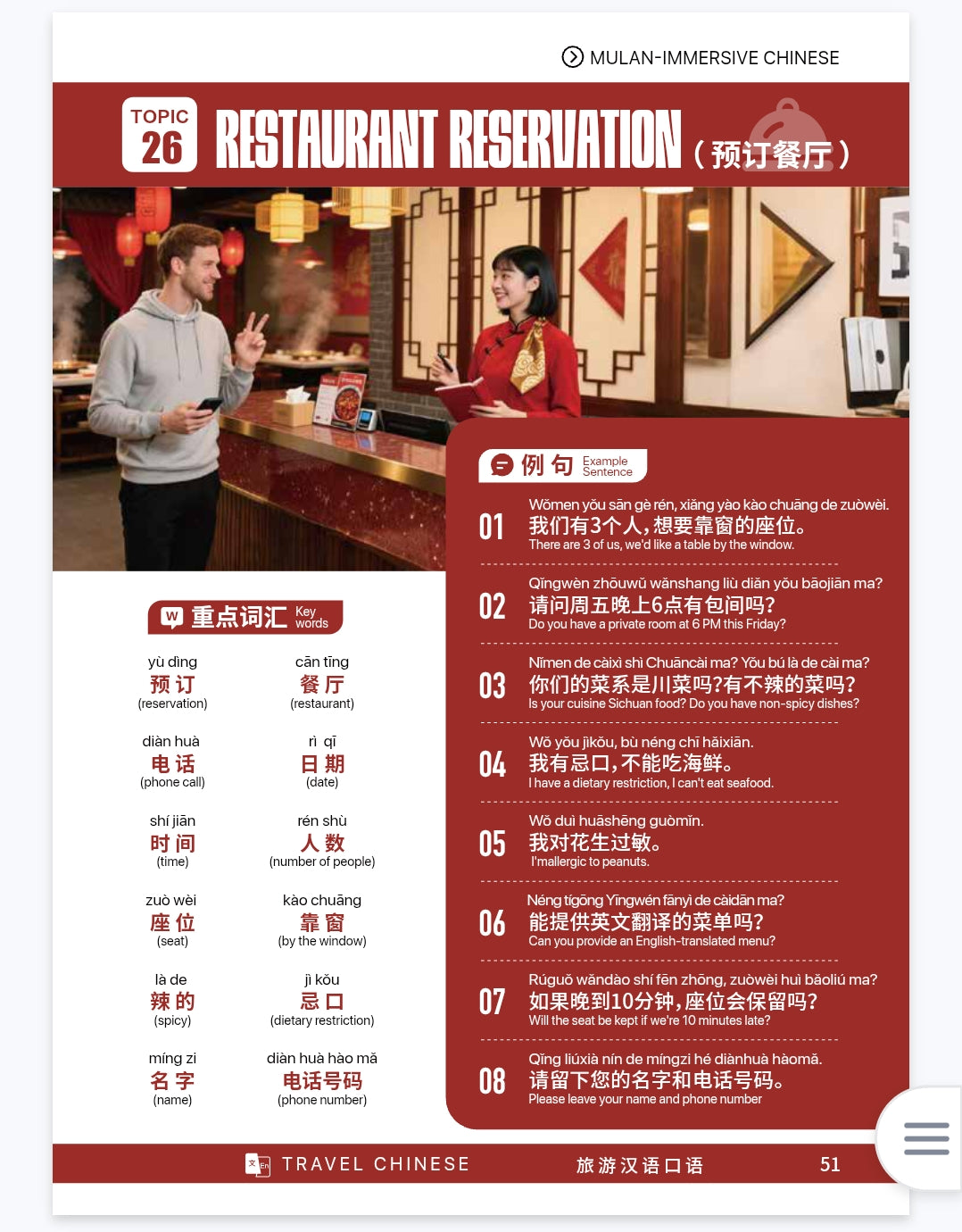 Travel Chinese 100 Topics sample inside page